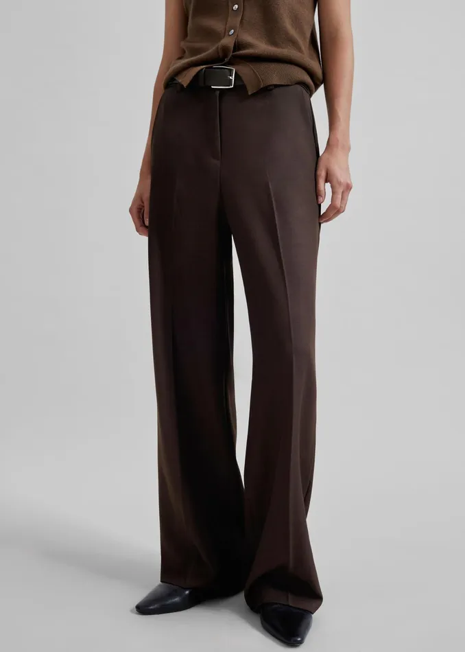 The Frankie Shop Bottoms Nisha Pintuck Trousers 8211 Brown 8211 Women