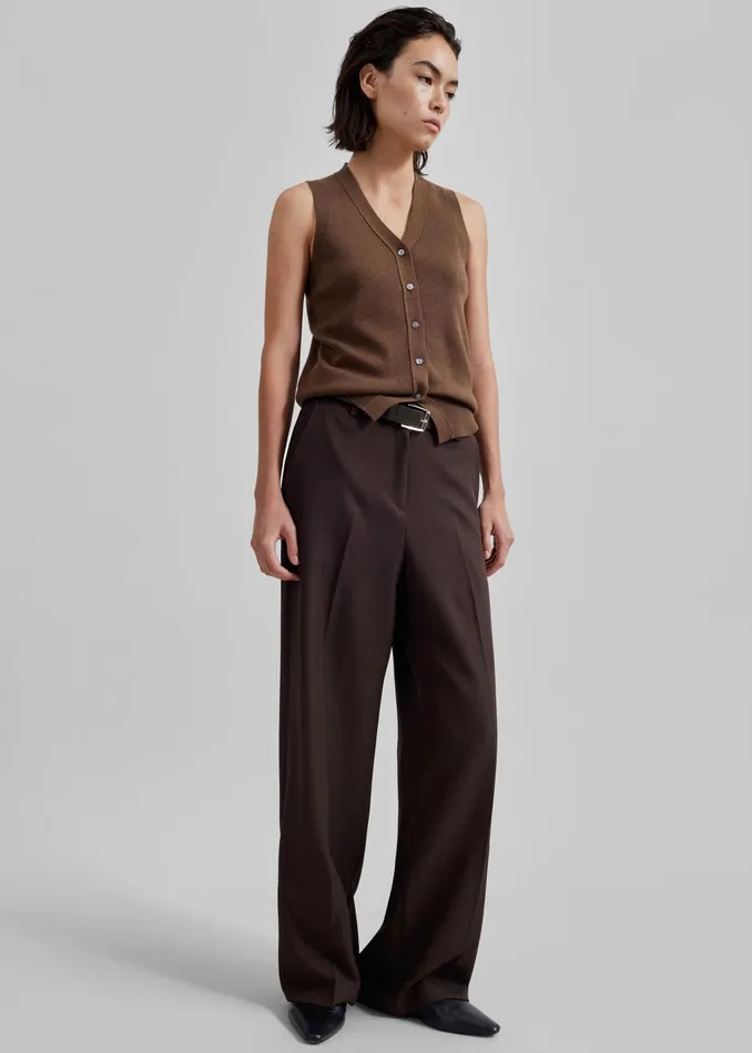 The Frankie Shop Bottoms Nisha Pintuck Trousers 8211 Brown 8211 Women