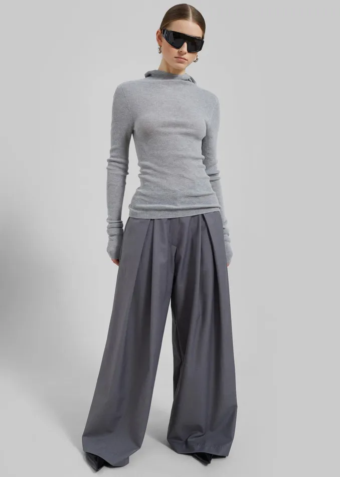 The Frankie Shop Bottoms Noor Wide Pants 8211 Grey 8211 Women