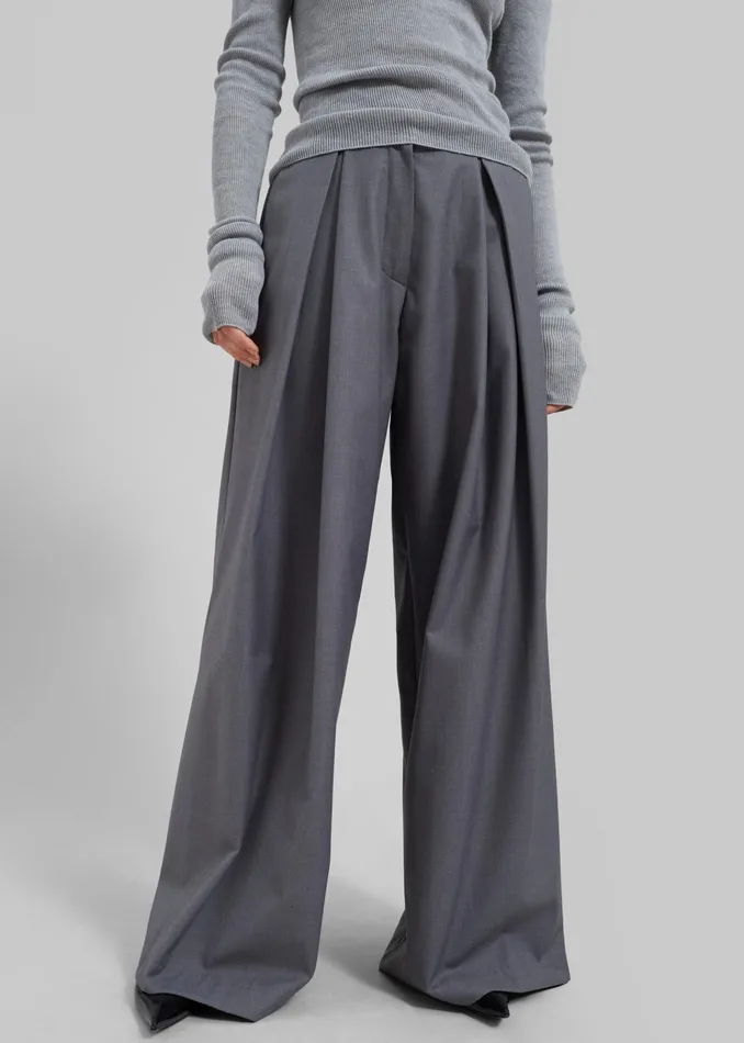 The Frankie Shop Bottoms Noor Wide Pants 8211 Grey 8211 Women