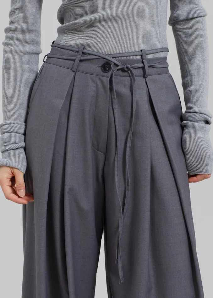 The Frankie Shop Bottoms Noor Wide Pants 8211 Grey 8211 Women