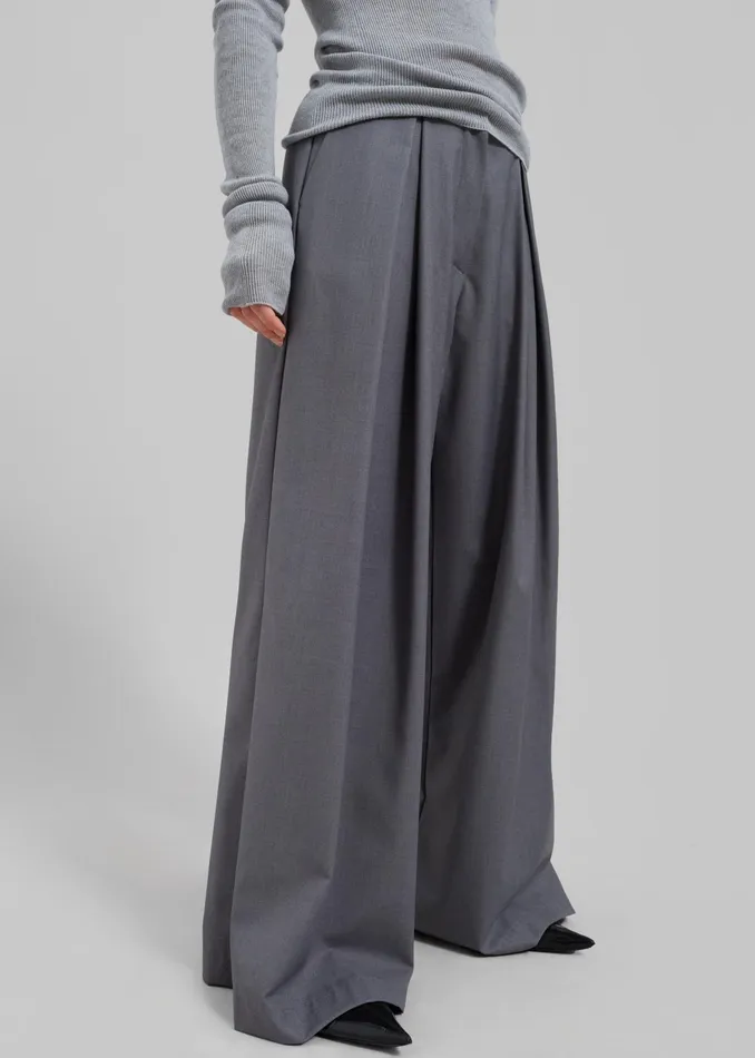 The Frankie Shop Bottoms Noor Wide Pants 8211 Grey 8211 Women