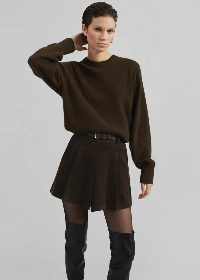 The Frankie Shop Bottoms Oreni Corduroy Skort 8211 Khaki 8211 Women