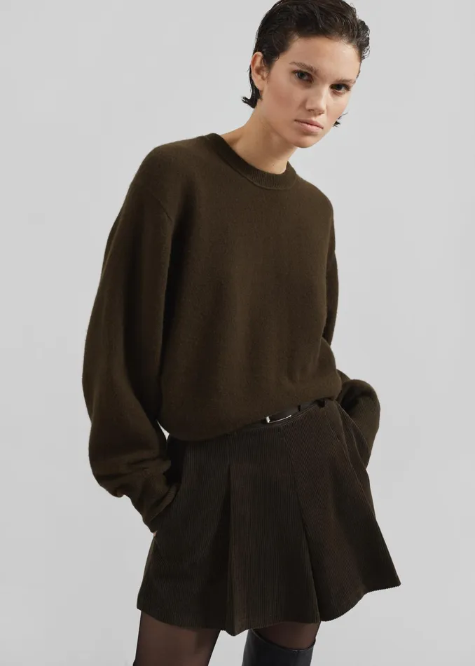 The Frankie Shop Bottoms Oreni Corduroy Skort 8211 Khaki 8211 Women