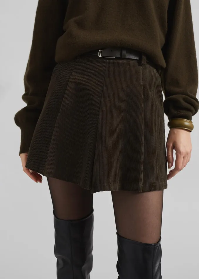 The Frankie Shop Bottoms Oreni Corduroy Skort 8211 Khaki 8211 Women
