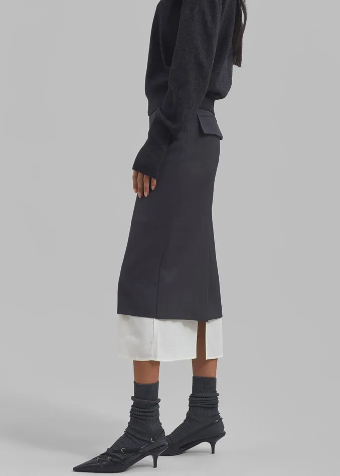 The Frankie Shop Bottoms Roane Midi Skirt 8211 Charcoal 8211 Women