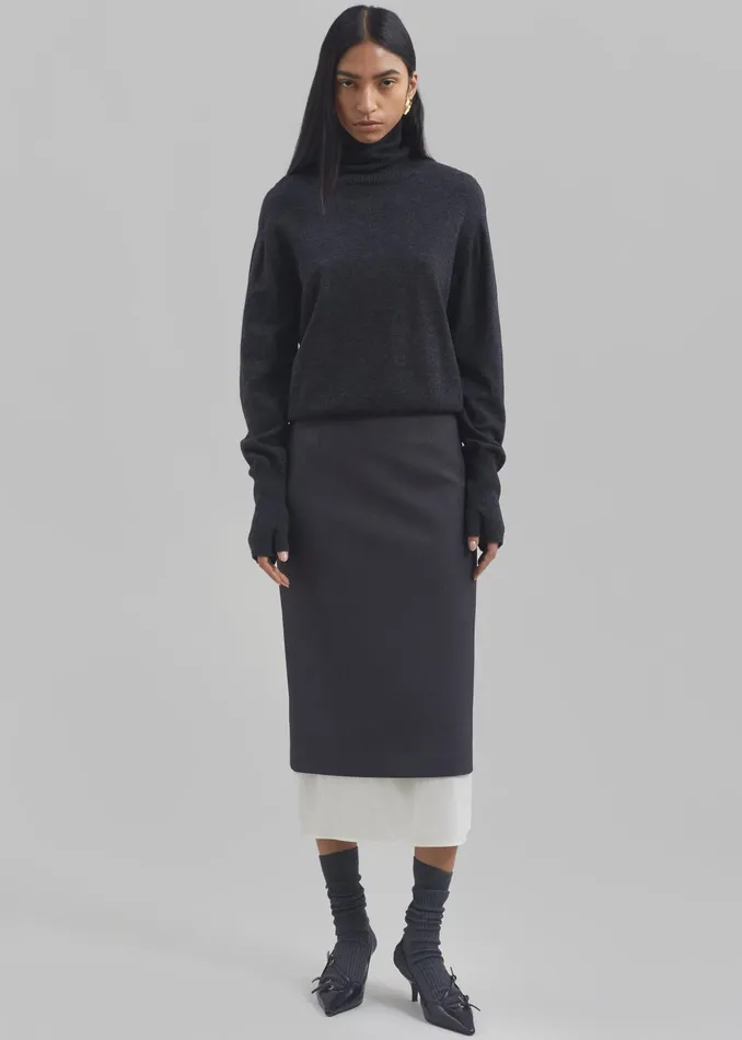 The Frankie Shop Bottoms Roane Midi Skirt 8211 Charcoal 8211 Women