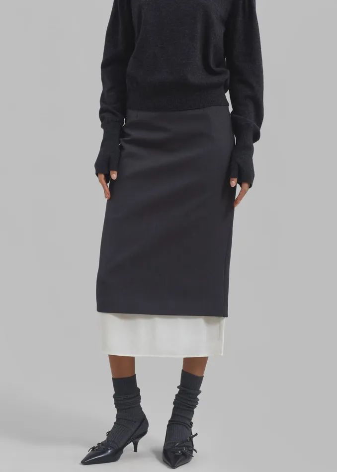 The Frankie Shop Bottoms Roane Midi Skirt 8211 Charcoal 8211 Women