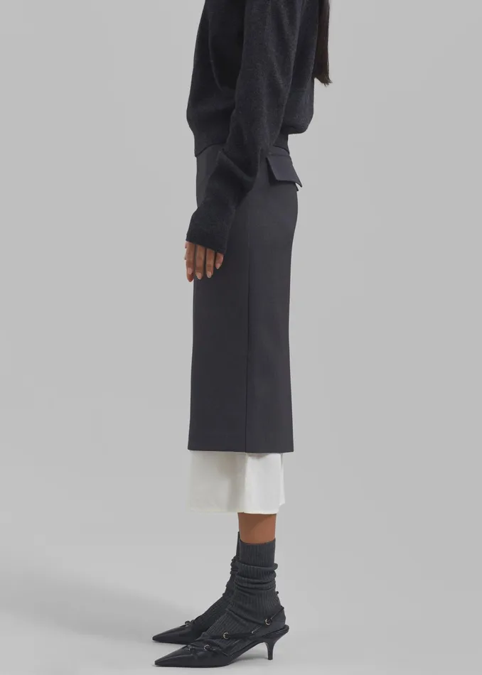 The Frankie Shop Bottoms Roane Midi Skirt 8211 Charcoal 8211 Women