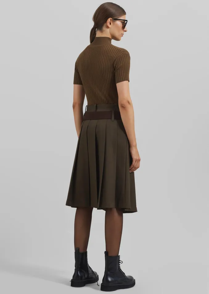 The Frankie Shop Bottoms Sarina Pleated Skirt 8211 Brown 8211 Women