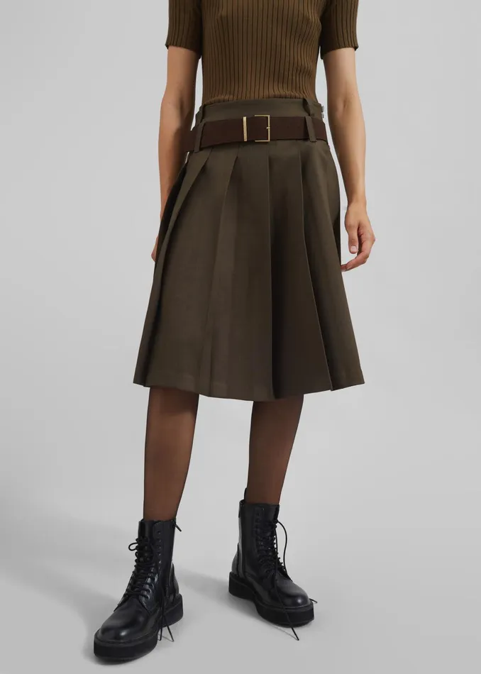 The Frankie Shop Bottoms Sarina Pleated Skirt 8211 Brown 8211 Women