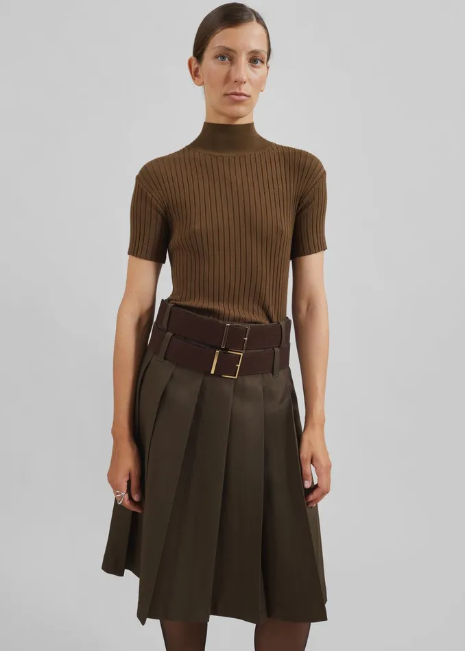 The Frankie Shop Bottoms Sarina Pleated Skirt 8211 Brown 8211 Women