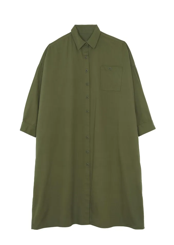 The Frankie Shop Dresses Kason Oversized Shirt Dress 8211 Dark Olive 8211 Women