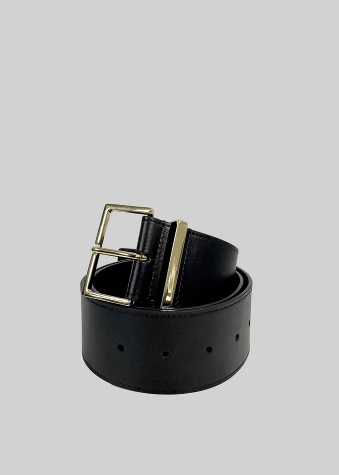 The Frankie Shop Evro Leather Belt 8211 BlackGold 8211 Women