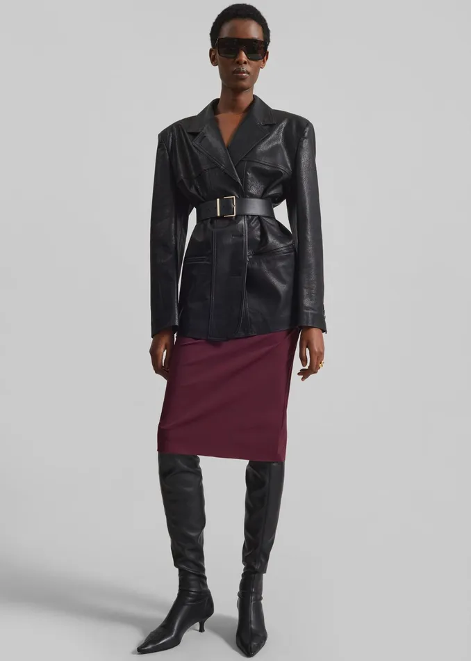 The Frankie Shop Evro Leather Belt 8211 BlackGold 8211 Women