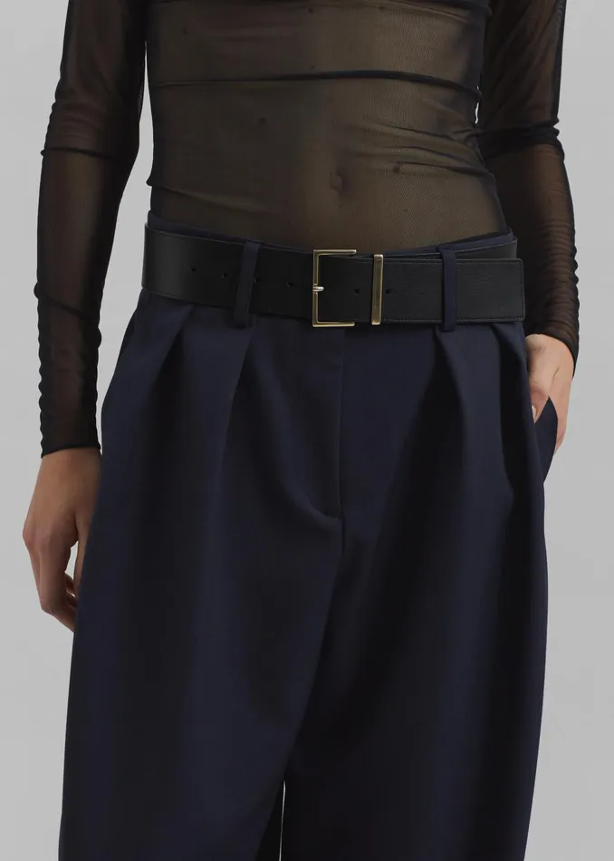 The Frankie Shop Evro Leather Belt 8211 BlackGold 8211 Women