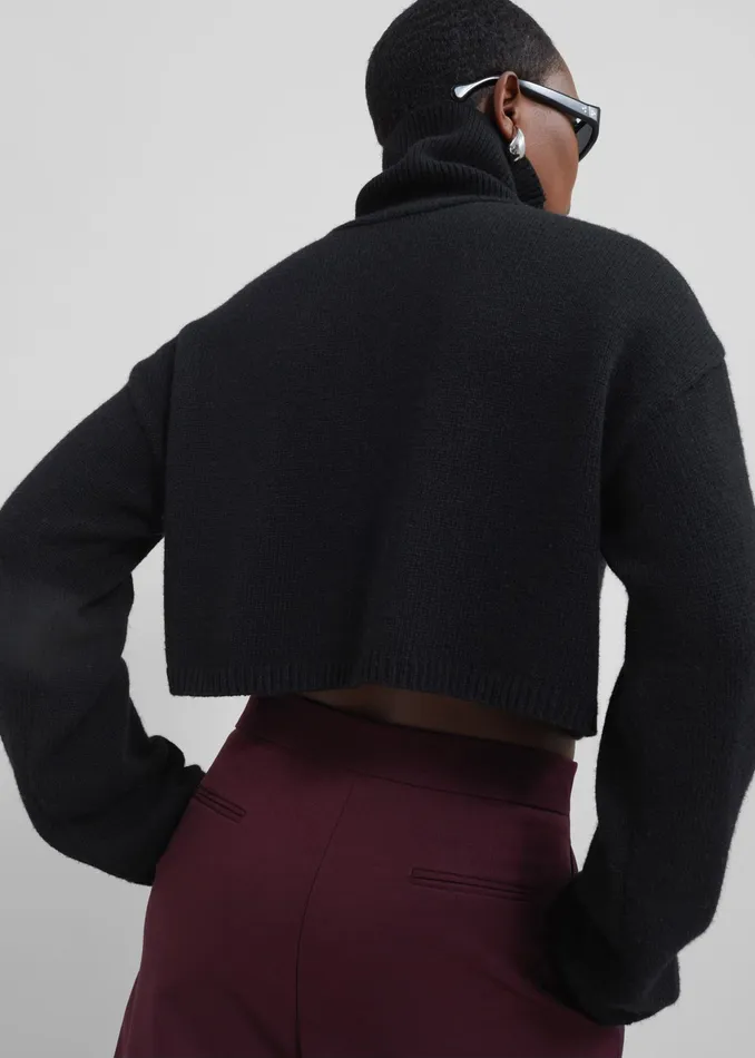 The Frankie Shop Knitwear Athina Cropped Turtleneck Sweater 8211 Black 8211 Women