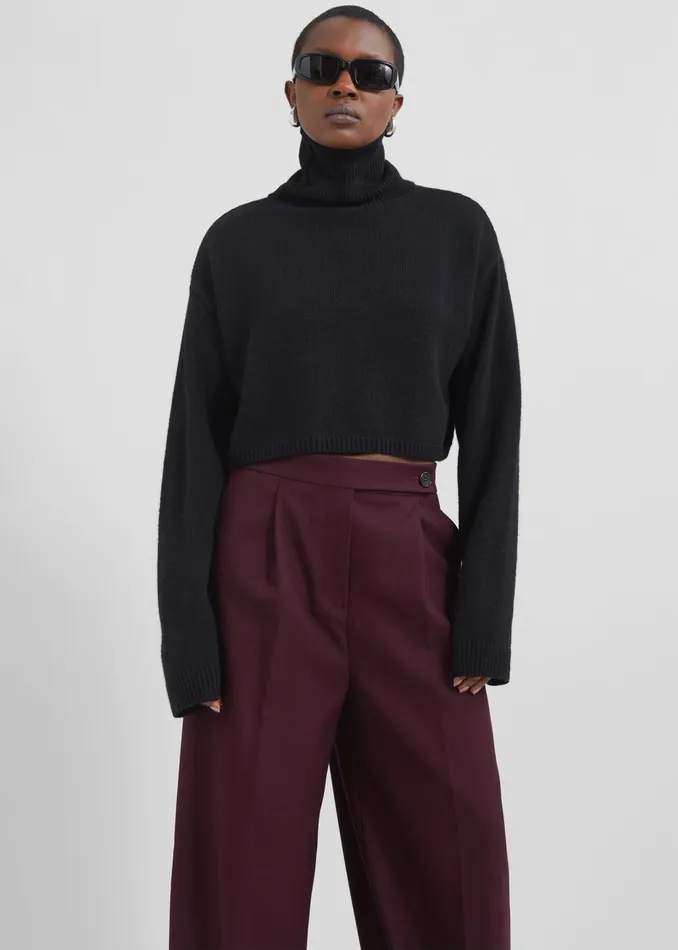 The Frankie Shop Knitwear Athina Cropped Turtleneck Sweater 8211 Black 8211 Women