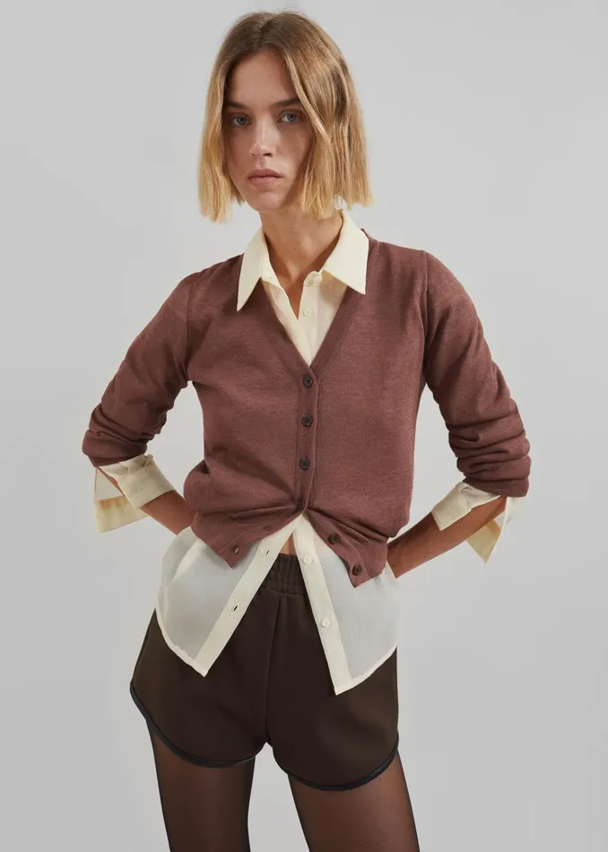 The Frankie Shop Knitwear Kyoto Cardigan 8211 Brown 8211 Women