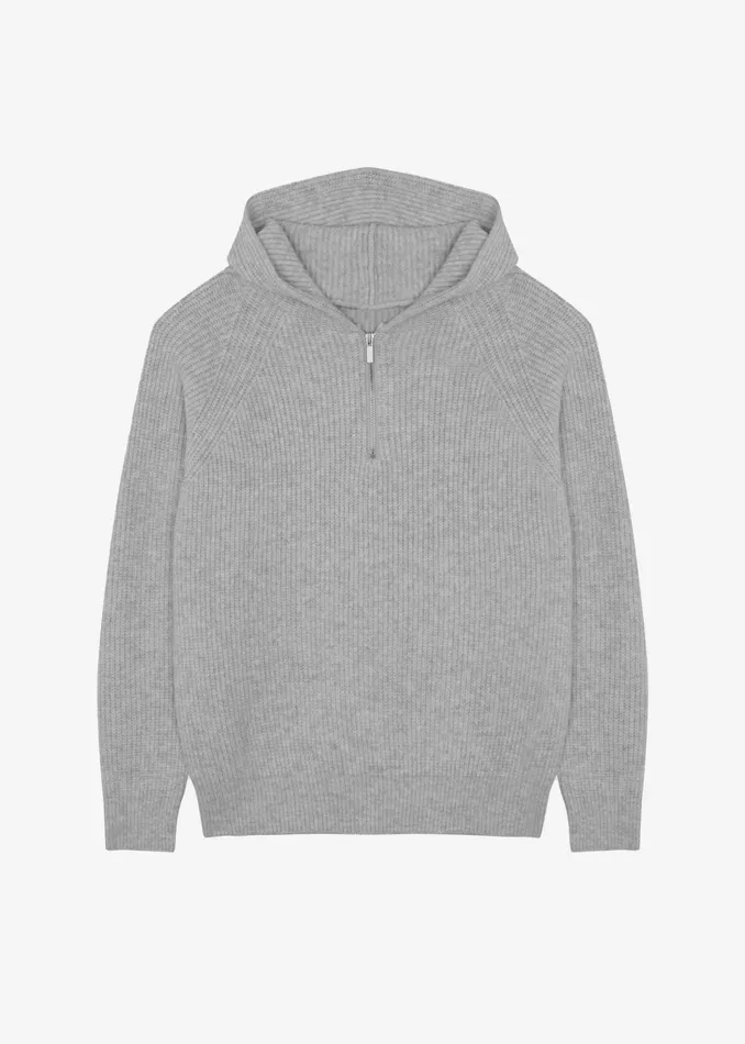 The Frankie Shop Knitwear Tyler Half Zip Hoodie 8211 Light Grey 8211 Men