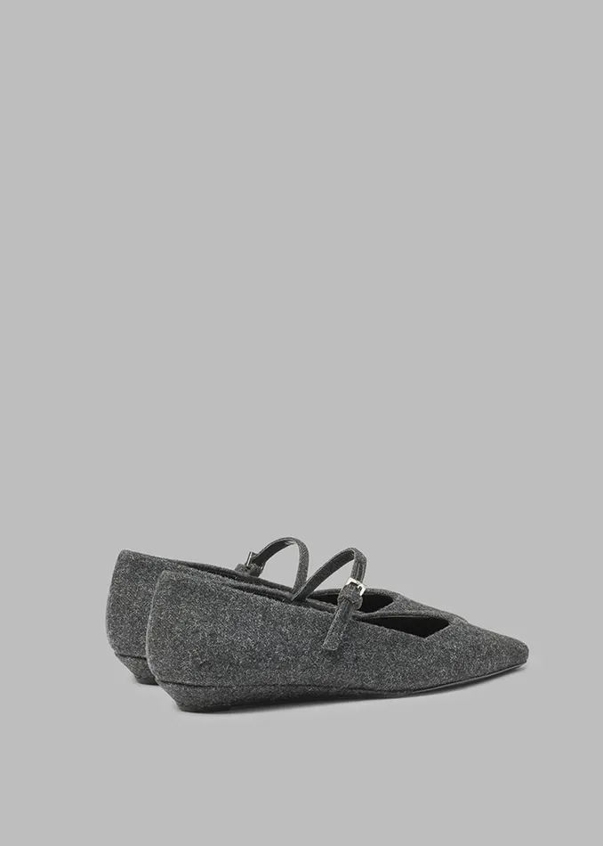 The Frankie Shop Loulou Studio Regane Flannel Ballerinas 8211 Anthracite 8211 Women