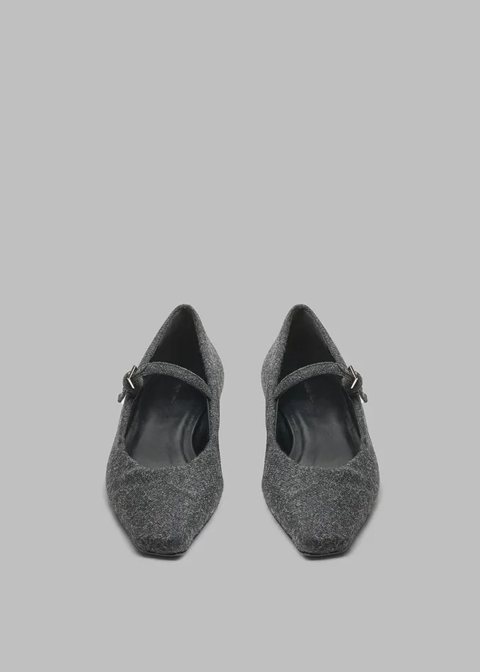 The Frankie Shop Loulou Studio Regane Flannel Ballerinas 8211 Anthracite 8211 Women