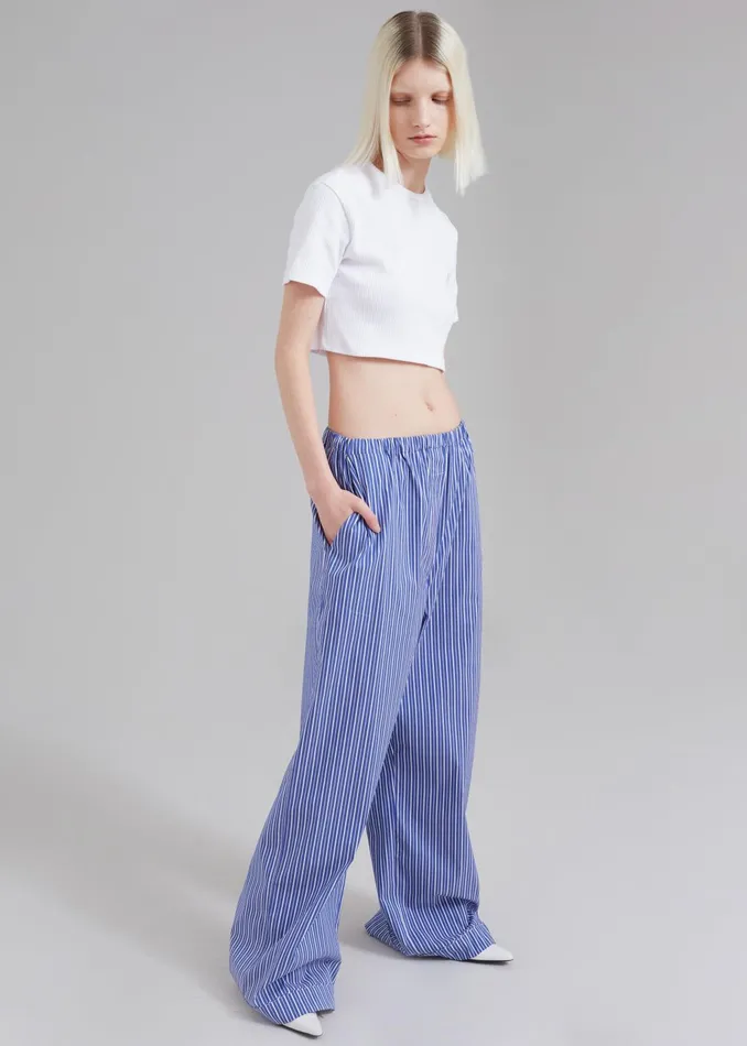 The Frankie Shop Loungewear Mirca Elastic Pants 8211 Blue Multi Stripe 8211 Women