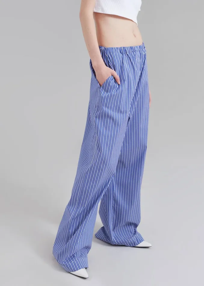 The Frankie Shop Loungewear Mirca Elastic Pants 8211 Blue Multi Stripe 8211 Women