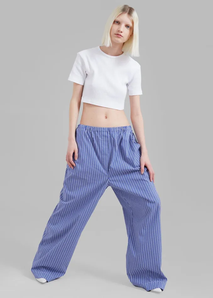 The Frankie Shop Loungewear Mirca Elastic Pants 8211 Blue Multi Stripe 8211 Women