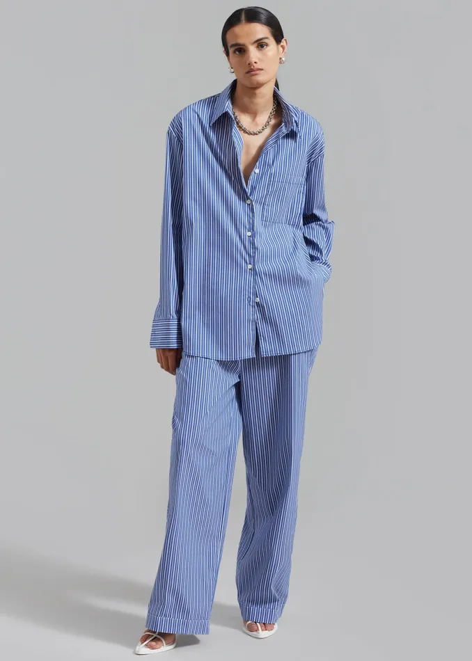 The Frankie Shop Loungewear Mirca Elastic Pants 8211 Blue Multi Stripe 8211 Women
