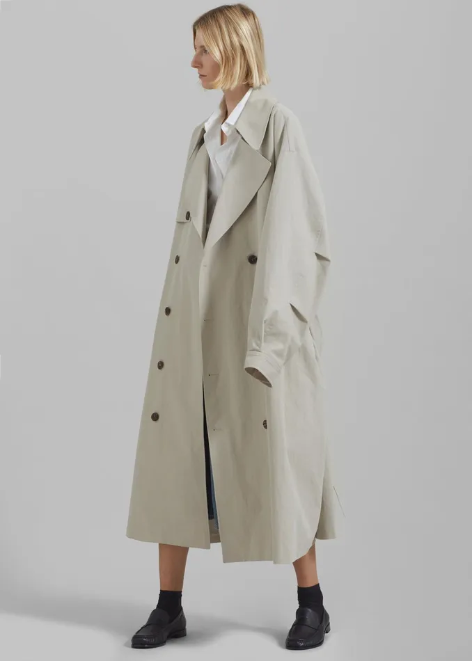 The Frankie Shop Outerwear Anika Double Breasted Trench Coat 8211 Beige 8211 Women