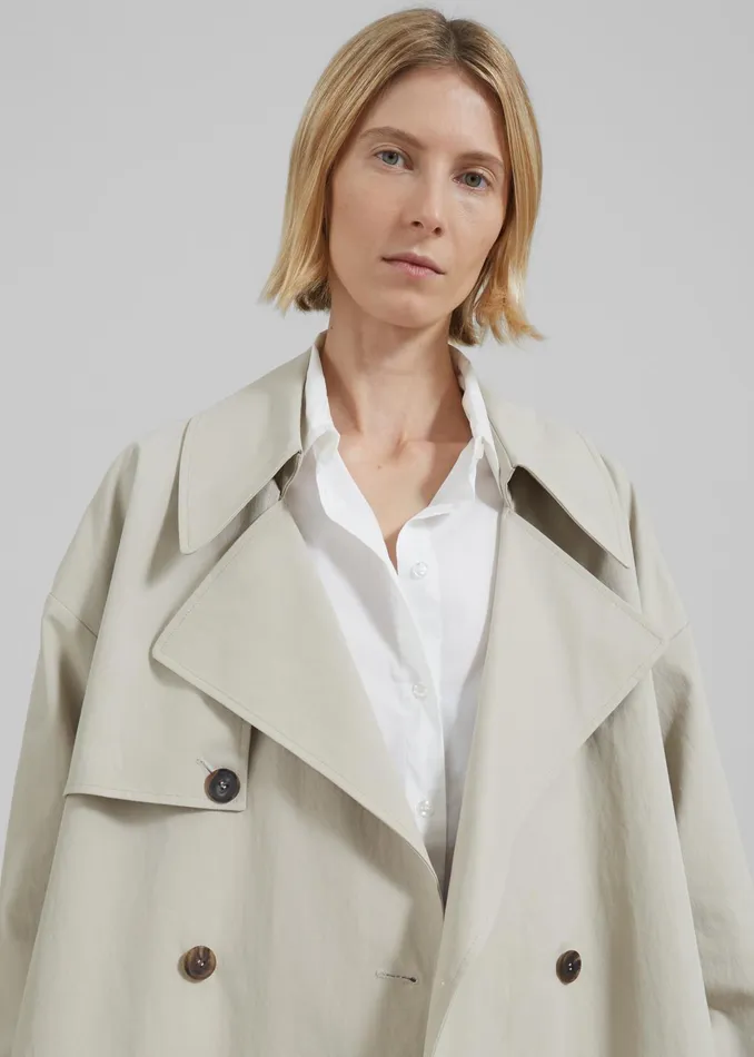 The Frankie Shop Outerwear Anika Double Breasted Trench Coat 8211 Beige 8211 Women