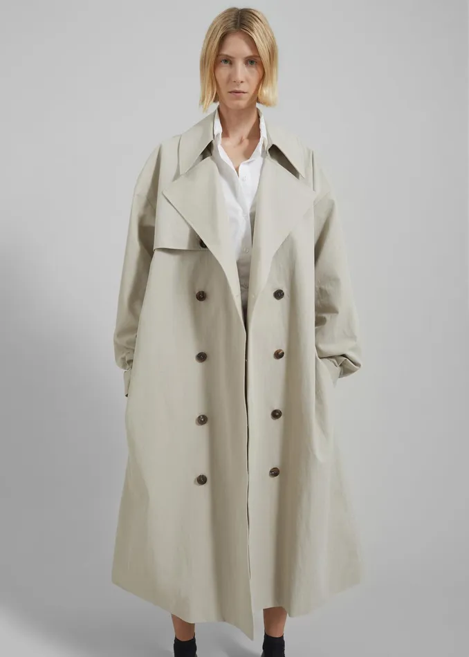 The Frankie Shop Outerwear Anika Double Breasted Trench Coat 8211 Beige 8211 Women