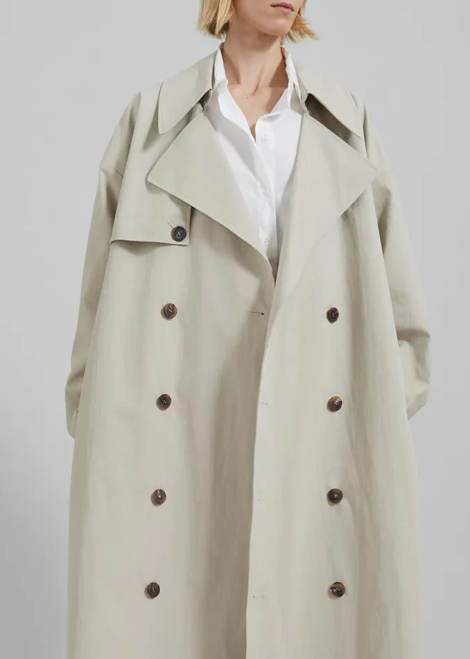 The Frankie Shop Outerwear Anika Double Breasted Trench Coat 8211 Beige 8211 Women
