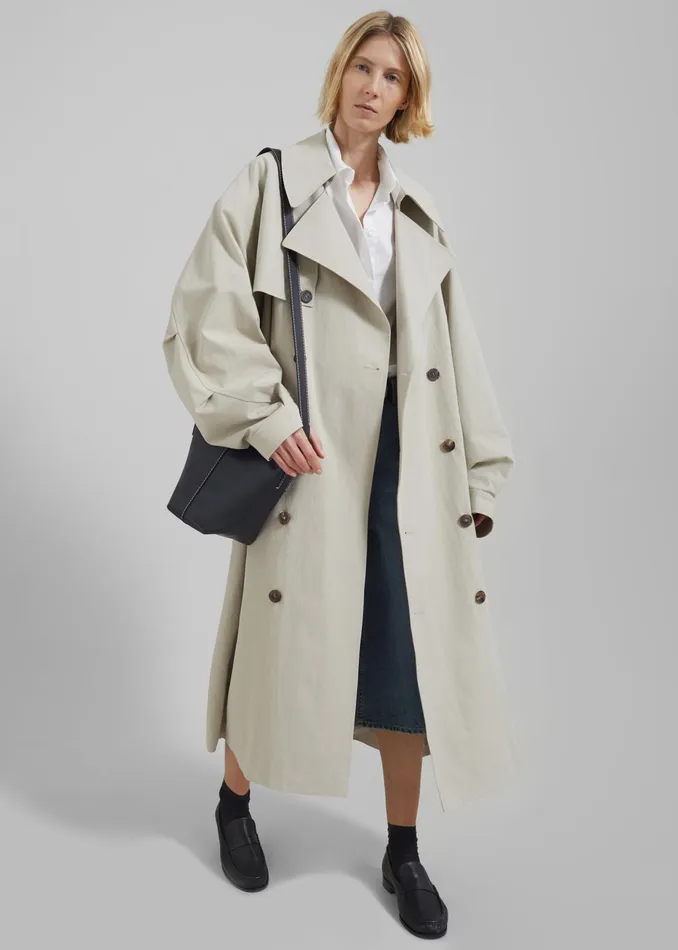 The Frankie Shop Outerwear Anika Double Breasted Trench Coat 8211 Beige 8211 Women