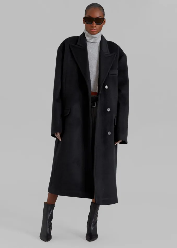 The Frankie Shop Outerwear Anya Oversized Coat 8211 Black 8211 Women