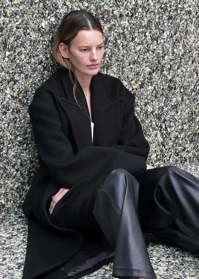 The Frankie Shop Outerwear Anya Oversized Coat 8211 Black 8211 Women