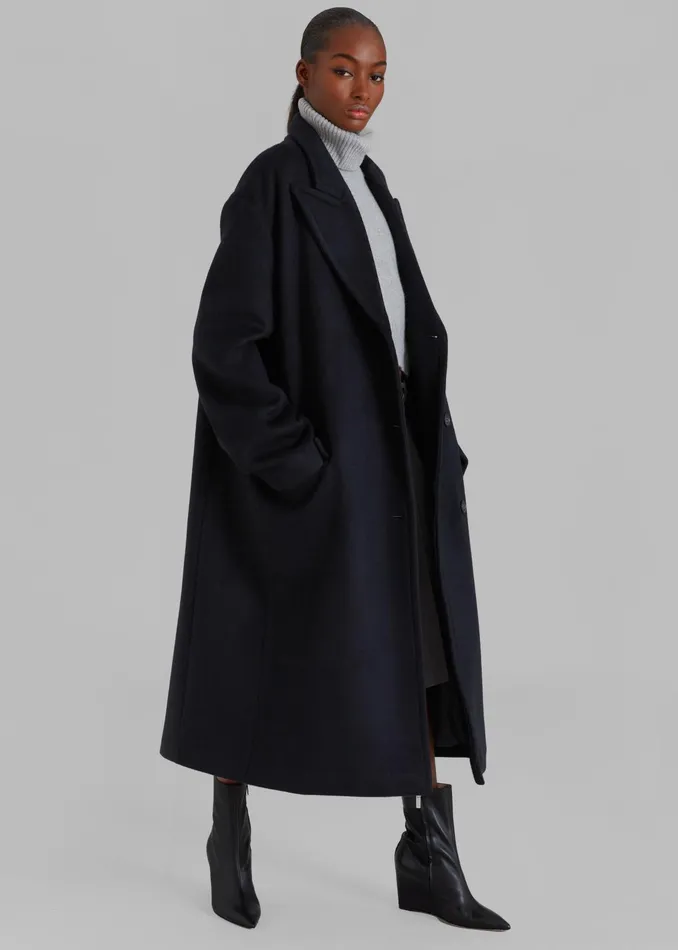 The Frankie Shop Outerwear Anya Oversized Coat 8211 Black 8211 Women