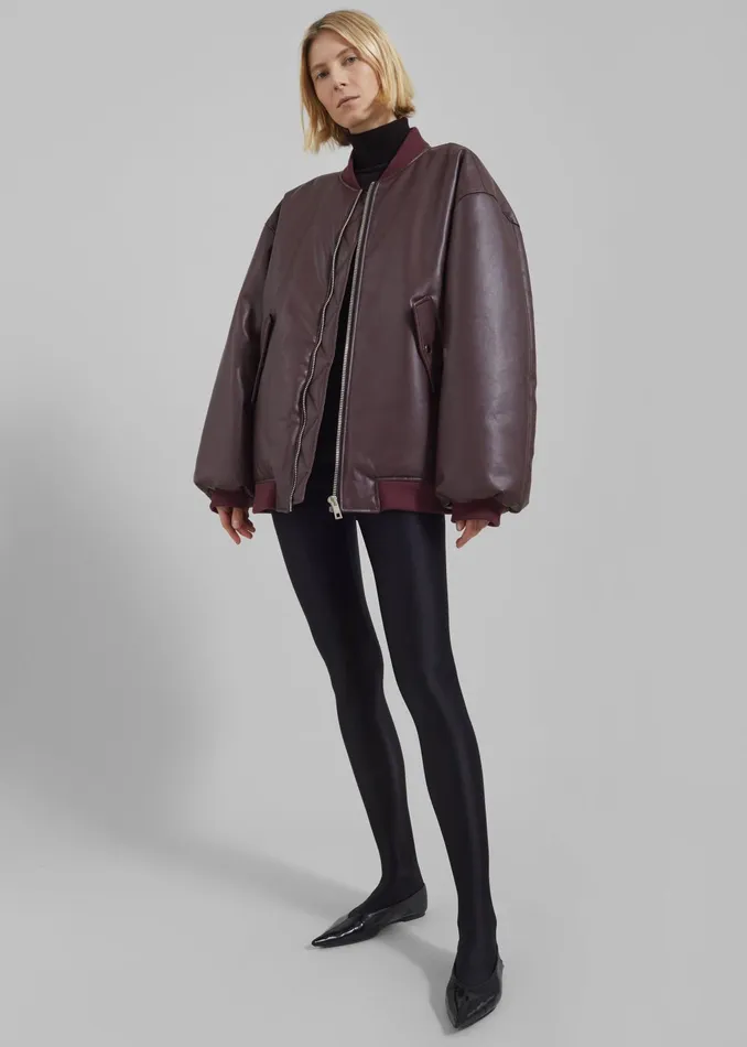 The Frankie Shop Outerwear Astra Faux Leather Bomber Jacket 8211 Burgundy 8211 Women
