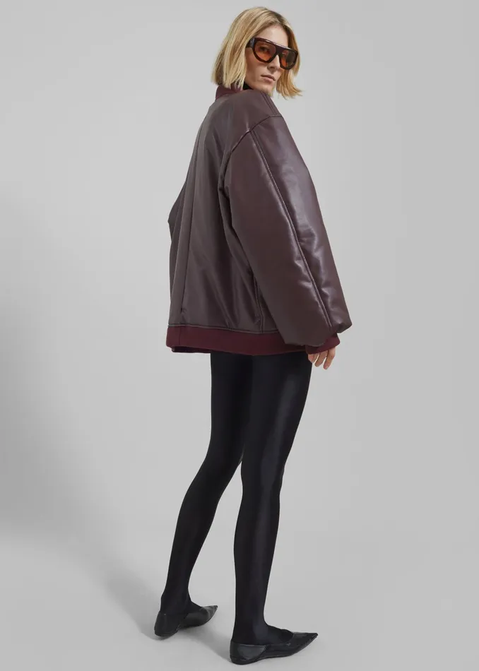 The Frankie Shop Outerwear Astra Faux Leather Bomber Jacket 8211 Burgundy 8211 Women
