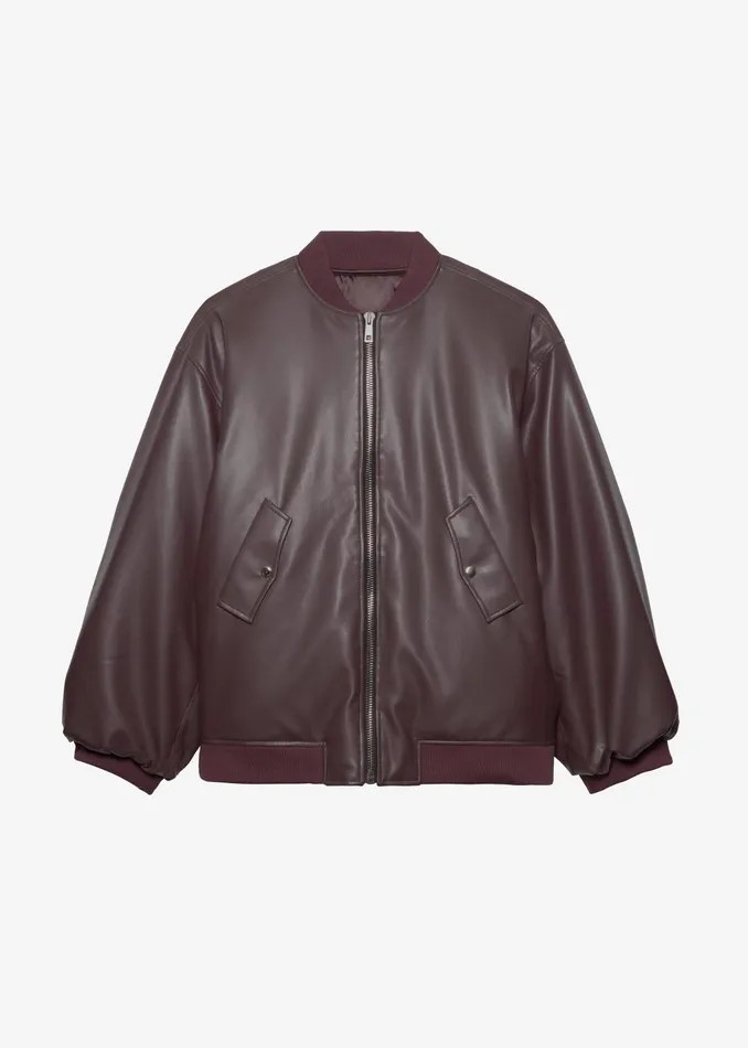 The Frankie Shop Outerwear Astra Faux Leather Bomber Jacket 8211 Burgundy 8211 Women