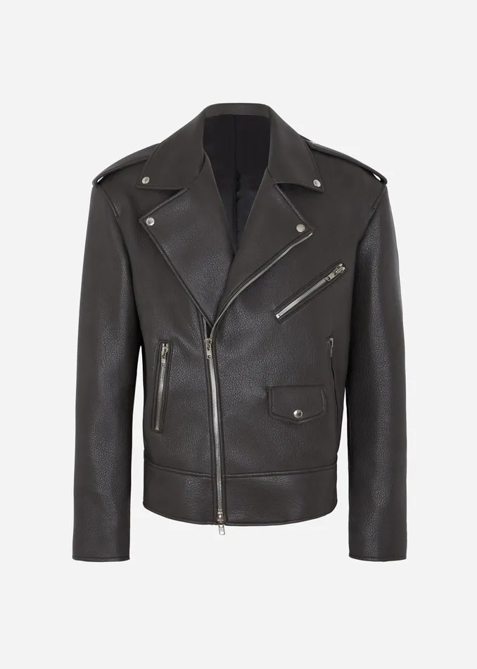 The Frankie Shop Outerwear Chicago Oversized Biker Jacket 8211 Charcoal 8211 Women