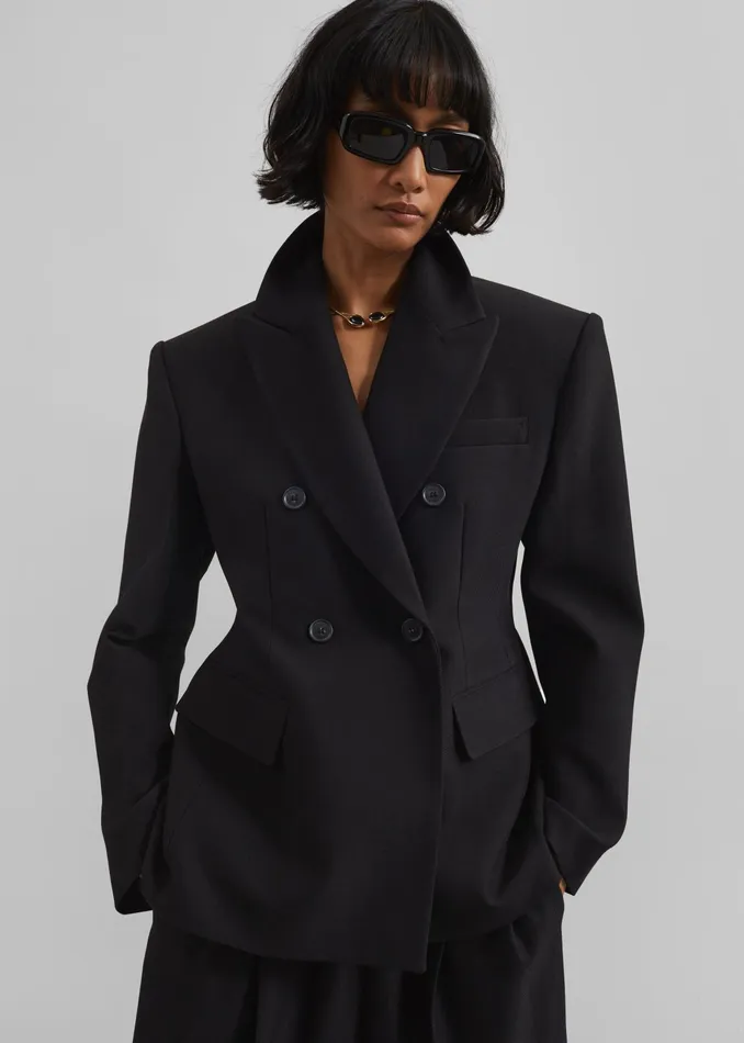 The Frankie Shop Outerwear Dina Double Breasted Blazer 8211 Black 8211 Women