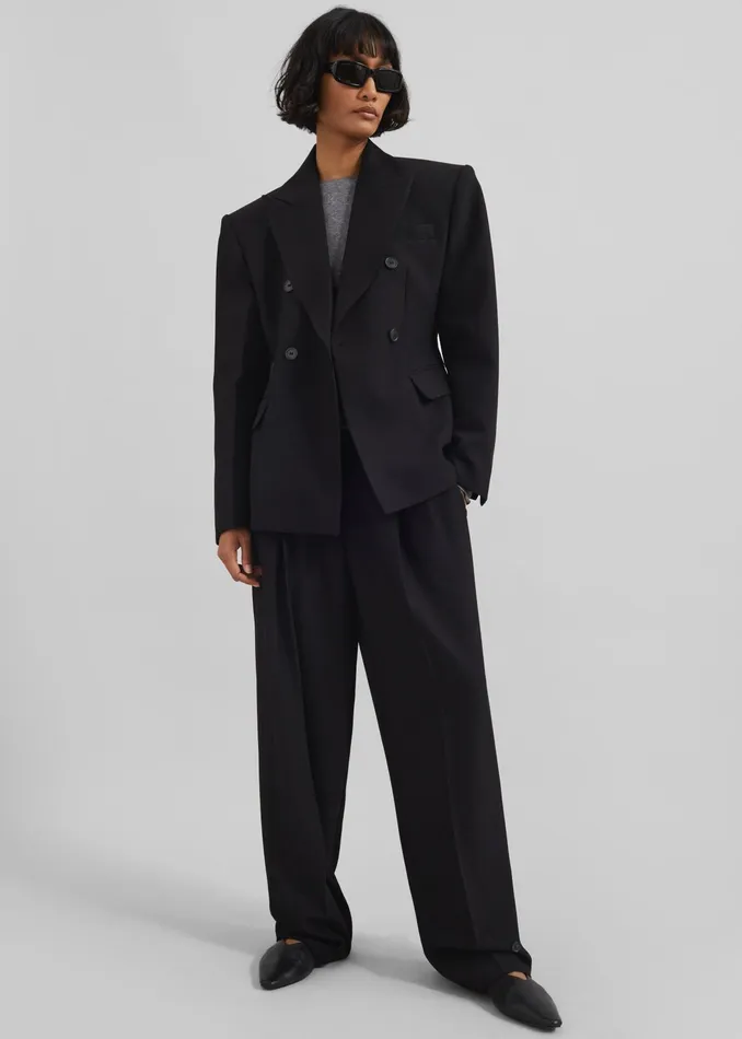 The Frankie Shop Outerwear Dina Double Breasted Blazer 8211 Black 8211 Women