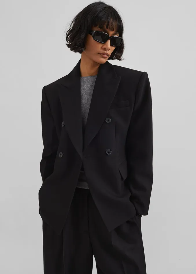 The Frankie Shop Outerwear Dina Double Breasted Blazer 8211 Black 8211 Women