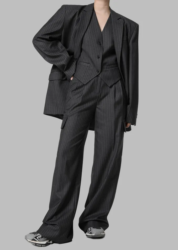 The Frankie Shop Outerwear Elise Vest 8211 GreyWhite Pinstripe 8211 Women