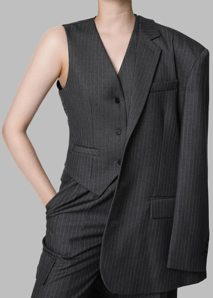 The Frankie Shop Outerwear Elise Vest 8211 GreyWhite Pinstripe 8211 Women