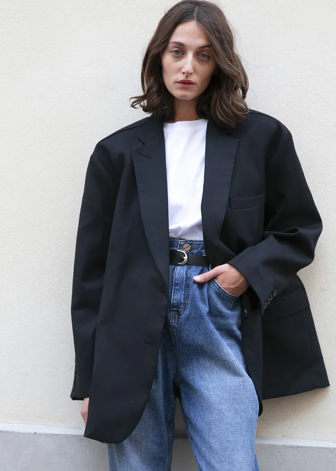 The Frankie Shop Outerwear Frankie Oversized Boyfriend Blazer 8211 Black 8211 Women