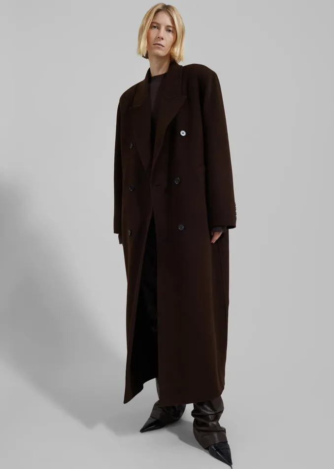 The Frankie Shop Outerwear Gaia Double Breasted Coat 8211 Brown 8211 Women