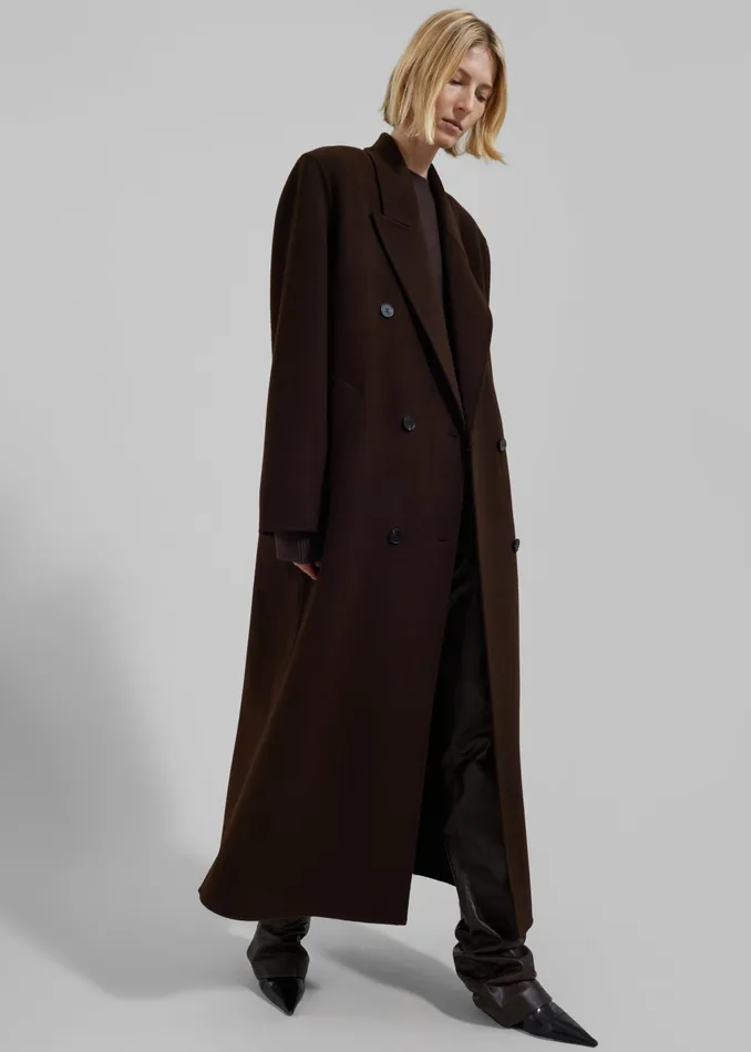 The Frankie Shop Outerwear Gaia Double Breasted Coat 8211 Brown 8211 Women